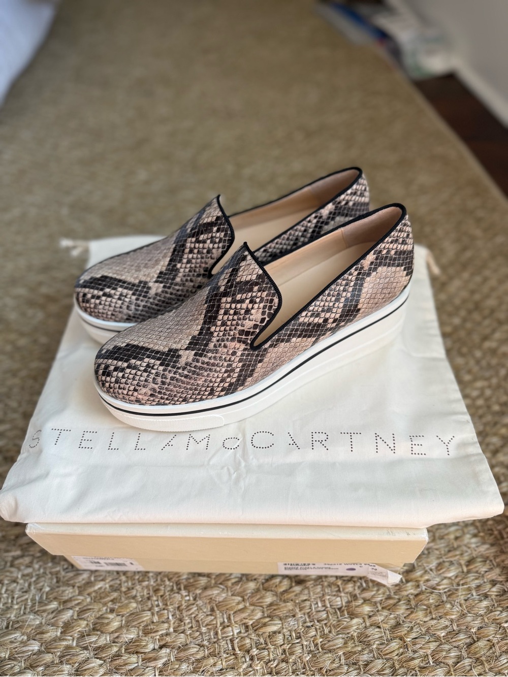 NWT Stella McCartney Binx Snake-Effect Platform Sneakers, Size 39